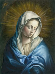 original painting 30 x 40 cm 57KdV artwork oil paints modern Virgin Mary - Picture 1 of 3