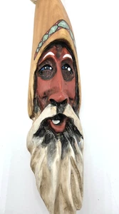 Lost Woodsman Rick Rowley Carved Wood Santa Face Wall Hanging 2003 VTG - Picture 1 of 8