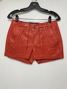 A.L.C. Smith Leather Shorts Red Size 0 ALC  - Picture 1 of 13