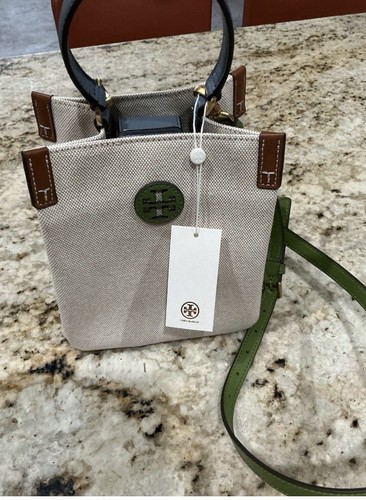 Nuovo con etichetta! Borsa a secchiello Tory Burch Blake in tela a tracolla