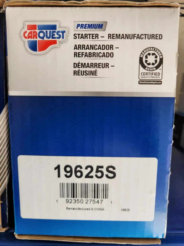 19625S Starter Carquest Durango V6 3.6 2016-2020 Jeep Wrangler 2018-2023 Reman - Image 1 of 1