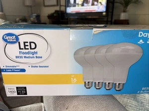 New 4 LED 100 W Flood Daylight BR30 Bulbs-22 Years, Dimmable, Shatter Resistant - Picture 1 of 3