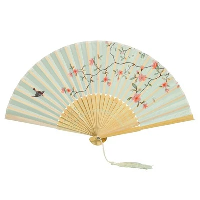  Ventaglio a mano ventaglio bambù ventaglio estivo decorazione ventaglio pieghevole fiori farfalla nuovo - Immagine 1 di 2
