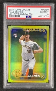 PAUL SKENES 2024 Topps aggiornamento giallo arcobaleno lamina RC US100 PSA 10 COLORI CORRISPONDENTI! - Foto 1 di 2