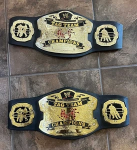 2 WWE Championship Kids Replica Mattel Jakks Tag Team Belts VINTAGE 2005 - Picture 1 of 3