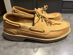 Rockport Tan Boat Shoe Loafer Size Men's 10.5 M - Brown Textured Leather - Picture 1 of 11