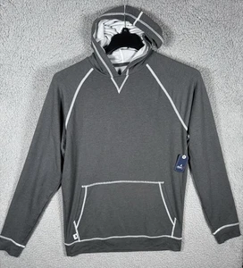 Johnnie O Shirt Uomo Grigio Medio con Cappuccio Canguro Tasche Elasticizzata - Foto 1 di 12