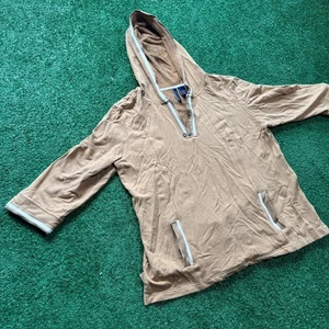 Architect Pullover Hoodie Womens XL Tan 3/4 Sleeve Pockets Casual Athleisure - Picture 1 of 8