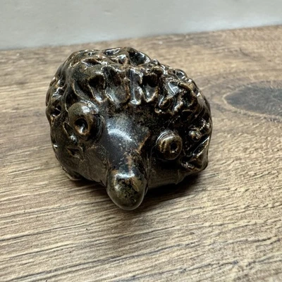 Hand Pottery Ceramic Hedgehog - Brown Decorative Figurine - Image 1 of 2