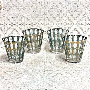 Culver Piza Double Old Fashion Gläser 4 1/4" Barware Crackle 24k Rand - Bild 1 von 5