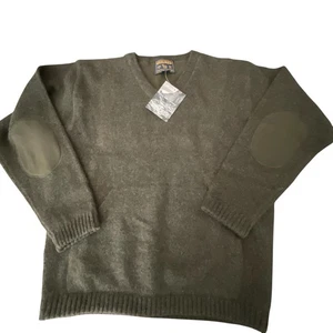 VINTAGE Woolrich Shetland maglione lana uomo taglia L tasca, vita regolabile, scollo a V, NUOVO - Foto 1 di 15
