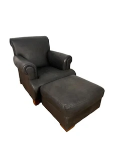 Ralph Lauren Rolled Arms Leather Club/Lounge Chair & Ottoman - Picture 1 of 10