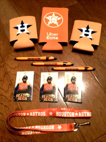 Houston Astros Pens, Koozies, Lanyard & 2023 Season Schedules - 10 Items Lot Cover
