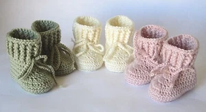 Handmade Baby Knitted Crochet Booties Shoes / Newborn-3 months - Picture 1 of 15