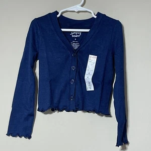 Jumping Beans Girls Navy Blue Cardigan Size 4. NWT! Button Closure. Lettuce Edge - Picture 1 of 7