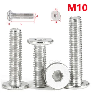 M10 Ultra Thin Wafer Flat Head Low profile Screws Bolt Allen Key Stainless Steel - Picture 1 of 3