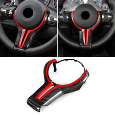 Carbon Fiber Steering Wheel Cover &Red Inner Trim For BMW M2 M3 M4 M5 M6 X5M X6M