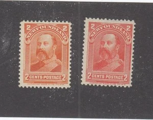NEWFOUNDLAND (MK7022) # 81-82 VF-MH 2cts  KING EDWARD VII /ORANGE & VERM CV $28 - Imagen 1 de 1