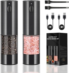 Electric Salt and Pepper Grinder Set, Rechargeable Pepper Grinder LED lights, St - Picture 1 of 6