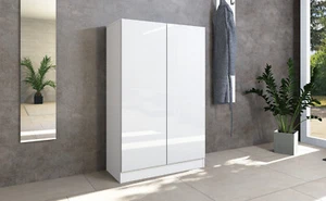 Schuhschrank 2 Türen Kommode Regal Ordnungssystem Modern Weiß Hochglanz VAASA - Bild 1 von 26