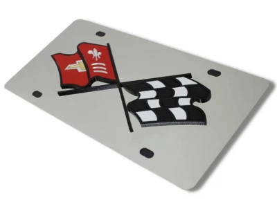 Cromo Chevrolet Corvette C2 Nostalgia Banderas Acero Premium Placa 3D Logo Foto 1 de 2