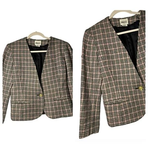 VTG Leslie Fay Wool Blend Plaid Ladies Sophisticated Nostalgic Blazer SZ 6P - Picture 1 of 8