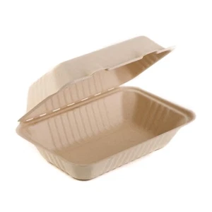 [ 150 Pack ] Compostable Clam Shell Take Out Food Container 6 x 9 x 3 in. - Picture 1 of 6