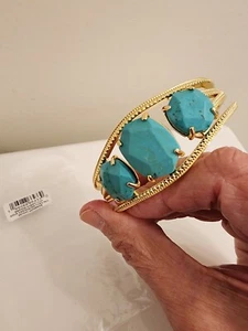 Kendra Scott Daphne Statement Turquoise Gold Variegated M/L - Picture 1 of 7