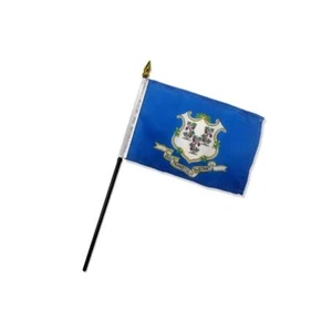 Banderas de palo Connecticut 4x6 pulgadas EE. UU. Connecticut CT State Flags - Imagen 1 de 4