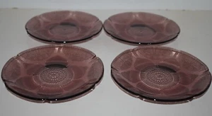 4 VINTAGE FORTECRISA AMETHYST PURPLE GLASS SAUCERS - SUNFLOWER PATTERN - MEXICO - Picture 1 of 6