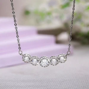 2Ct Round Cut Lab-Created Diamond 14k White Gold Plated Women's Beauty Necklace - Picture 1 of 6