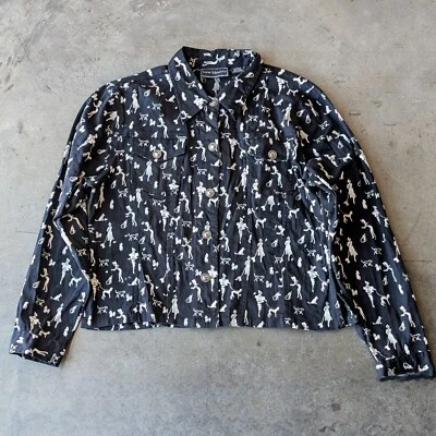 Vintage New Identity Black White Dog Walking Pattern Jacket size XL - Image 1 of 4
