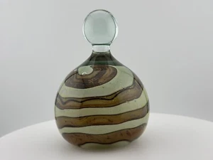 Mdina Glass Decorative Paperweight Brown Cream Spiral Form- Signed - Picture 1 of 11