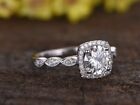 1.24 Ct Round Cut Real Moissanite Anniversary Ring 14k Solid White Gold Size 4.5