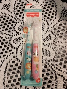 Set/2 Fisher-Price Brush Buddies Kid's Babies/Toddlers/Toothbrushes-SOFT-NIP - Picture 1 of 4