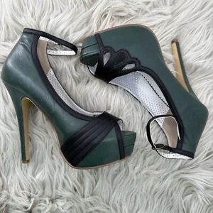 Pinup Couture Green Vintage Halloween 1930's Retro Swing Heels Womans Shoes 7 - Picture 1 of 11