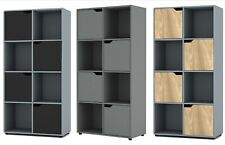 8 Cube Wooden Bookcase Display Storage Unit Shelving Shelf Rack With Door Grey
