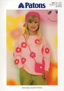 5167 Maglione Bambina Fiore Motivo Maglia In Doppia Maglia 20-30" (1-11 anni) - Foto 1 di 3
