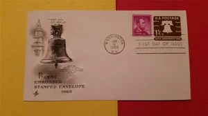 1 1/4 cent EMBOSSED STAMPED ENVLOPE - LIBERTY BELL 1965 * US FIRST DAY of ISSUE - Picture 1 of 1