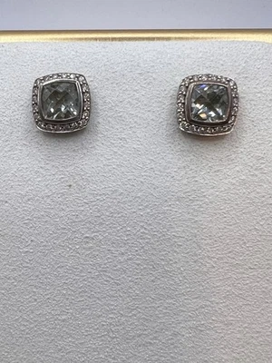 Aretes David Yurman de plata de ley 925 Albión prasiolita y diamantes Foto 1 de 4