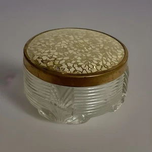 Vintage Art Deco Style Cosmetic Powder Glass Jar with Lid 3.5”W - Picture 1 of 4