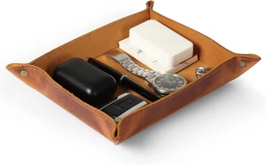 Vassoio Organizer in Pelle: 20X24X5 Cm, Portafogli, Chiavi, Orologi, Telefono - - Foto 1 di 12