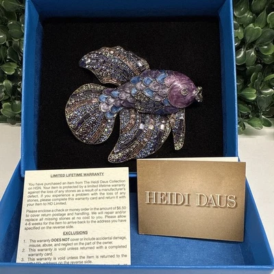 NIB! Heidi Daus ‘Hook Line & Sinker’ Enamel & Crystal Tropical Fish Brooch - Image 1 of 4