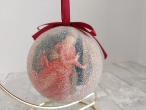 Vintage Zucker Weihnachten viktorianische Ornament Kugel mit Band - Bild 1 von 7