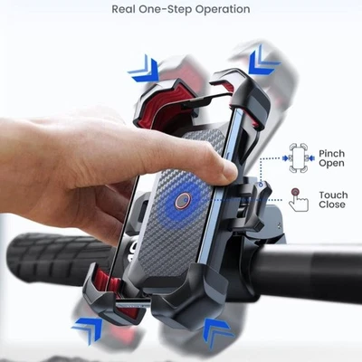Motorcycle Phone Mount 1s Auto Lock 100mph Military Anti-Shake Bike Phone Holder - Image 1 of 4