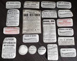 Victorian Pharmacist Chemist Drug Store Pharmacy Set of 20 Antique Labels (f) - Picture 1 of 4