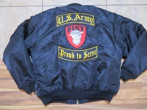 ARMY Themed Jacket MA1 Flyers Intermediate Large Back Patch Patches Black XL - Picture 1 of 6