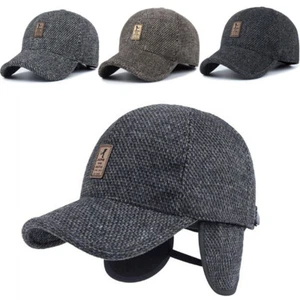 Men's Baseball Cap Warm Thick Hats Ear Protectors Earflap Elegant Winter Hat - Picture 1 of 14