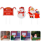 3 Pcs Santa Garden Stake Holiday Christmas Cards Wood Pile Letter