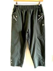 Cherry Berry Women Capri Cropped 3/4 Elasticated Summer Pants Trousers T3 UK 12 - Picture 1 of 5
